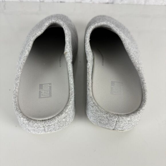 FitFlop Shuv Felt Clogs Slippers in Tiptoe Gray Slide Shoes - Picture 7 of 13